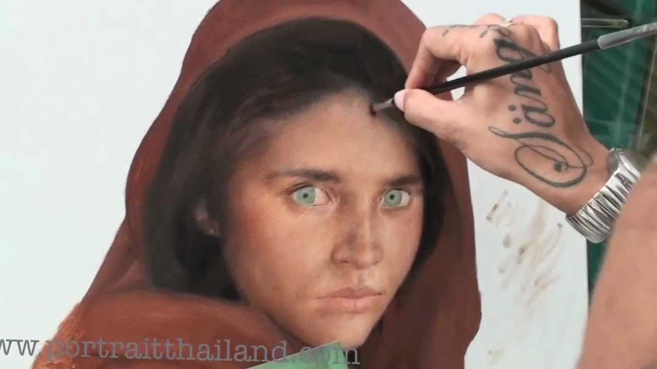 Sharbat Gula..Afghanistan girl.. speed oil portrait painting