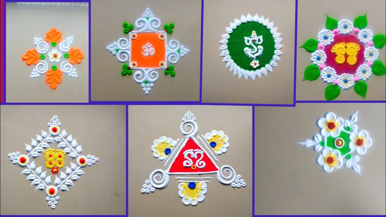 7 rangoli designs / Small kolam easy / SimpleEasy daily Muggulu / दारात काढायला सोप्या रांगोळ्या 