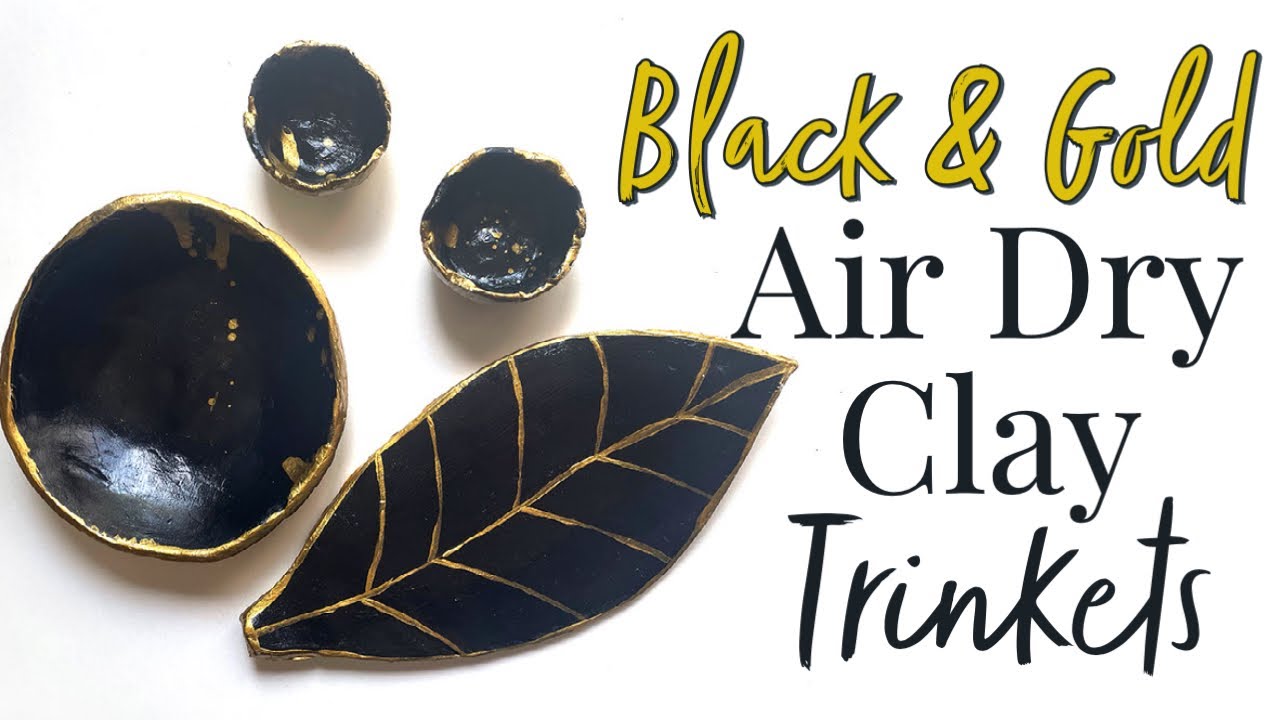 Air Dry Clay Black and Gold Trinkets