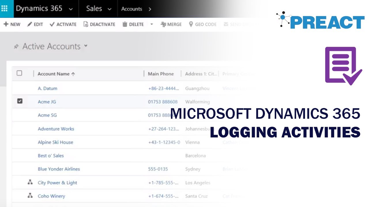 Microsoft Dynamics 365: Logging Activities