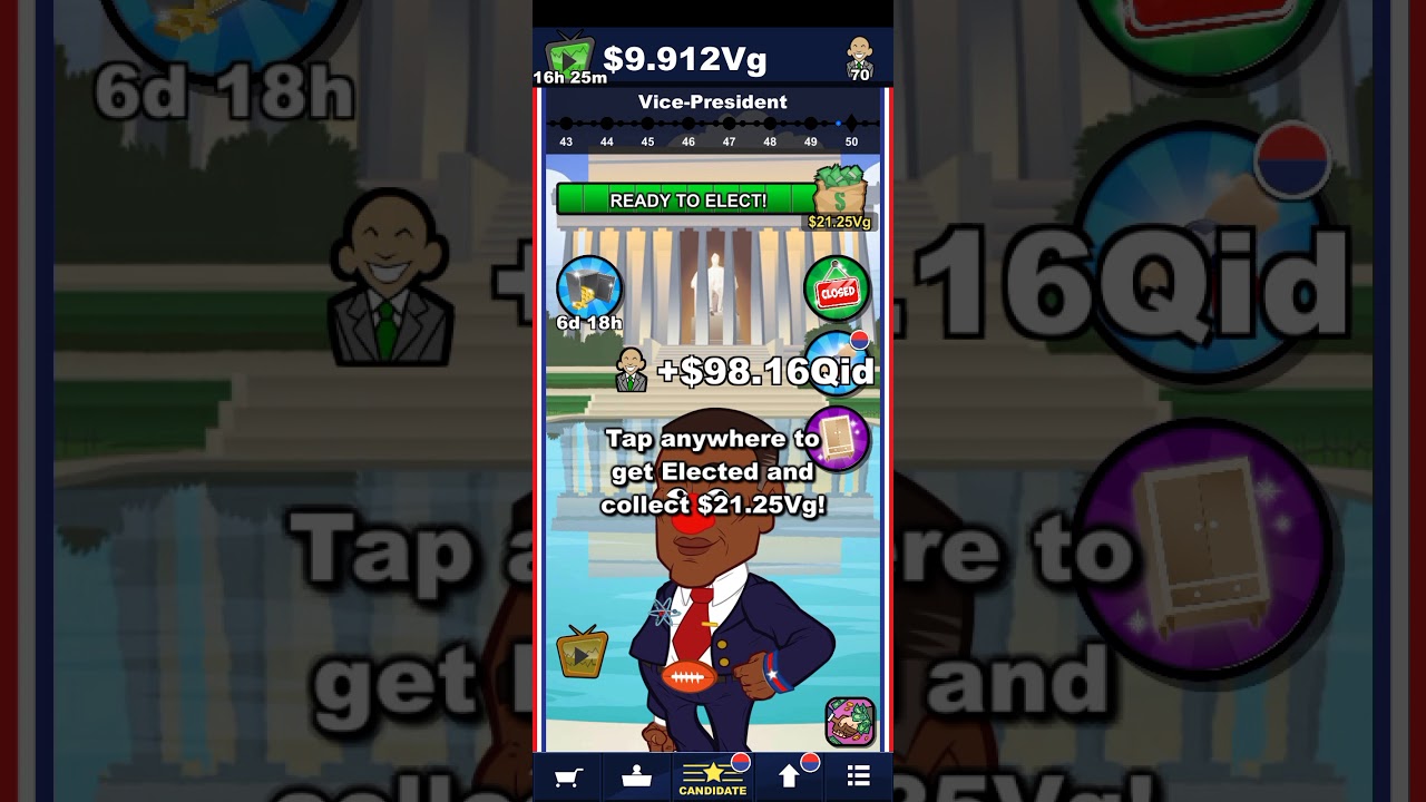 Pocket Politics Idle Money - Level 50 President of the United States