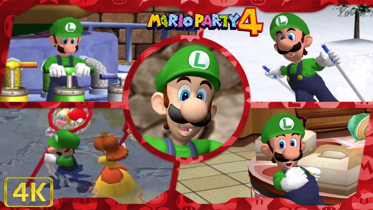 All Minigames (Luigi gameplay) | Mario Party 4 ⁴ᴷ