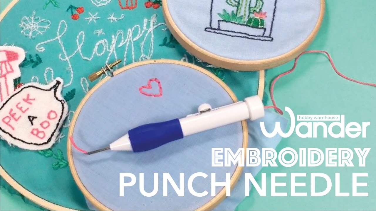 Punch Needle Embroidery in 1 minute : ENG SUB: สอนการใช้เข็มปักผ้า Punch needle