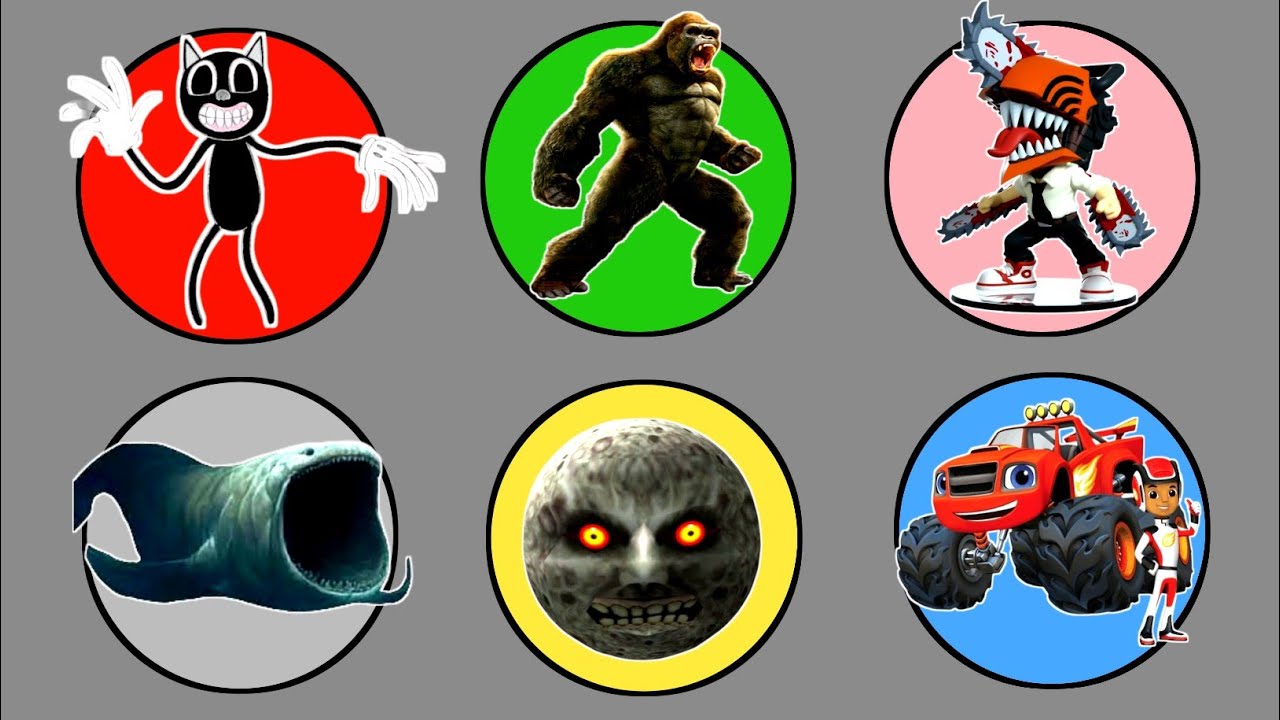 Spin Wheel Monster !! Cartoon Cat vs Gorila, Moon, Blase Monster, Blop, Chainsaw Man