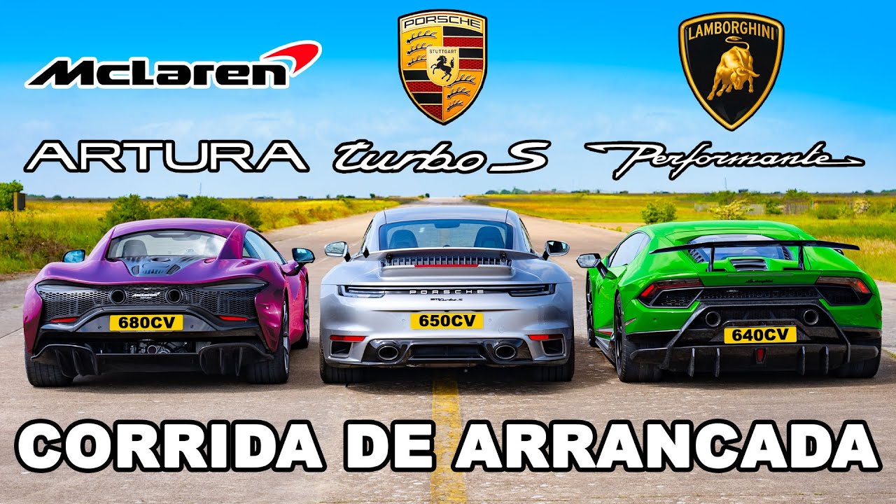 McLaren Artura vs Lambo Perf vs Porsche 911 Turbo: CORRIDA DE ARRANCADA