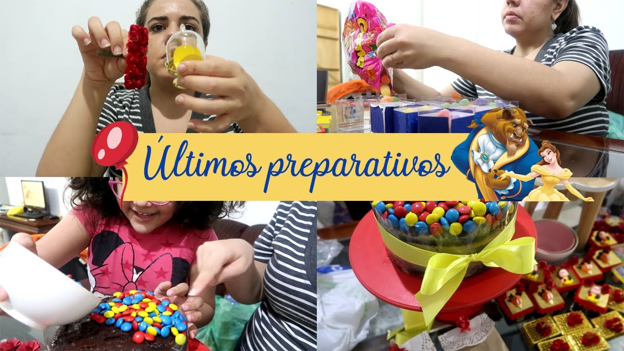 VLOG: ÚLTIMOS PREPARATIVOS FESTA A BELA E A FERA - BOLOS, ENCHENDO CAIXINHAS E ORGANIZANDO TUDO!