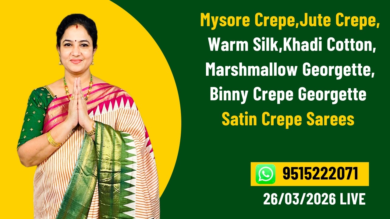 Mysore Crepe | Jute Crepe | Warm Silk | Khadi Cotton Sarees Live Sale | Best Prices & Free Shipping