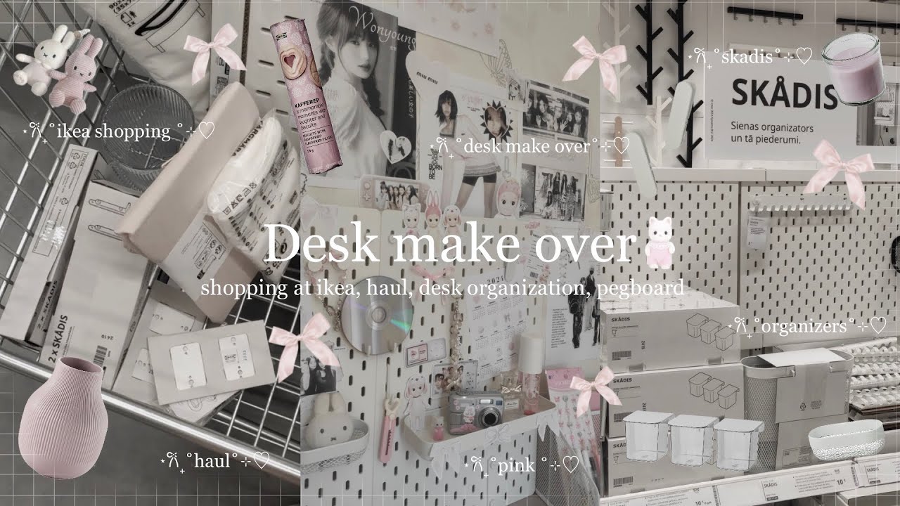 Ultimate IKEA Desk Makeover haul | aesthetic & pink study space transformation! pinterest inspired ♡