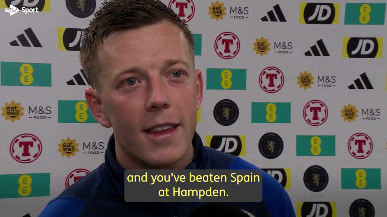 Callum McGregor reacts to Scotland's Euro 2024 qualifying win over Spain