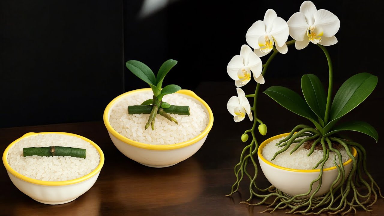 Just Rice! Orchids grow amazingly overnight and bloom forever.