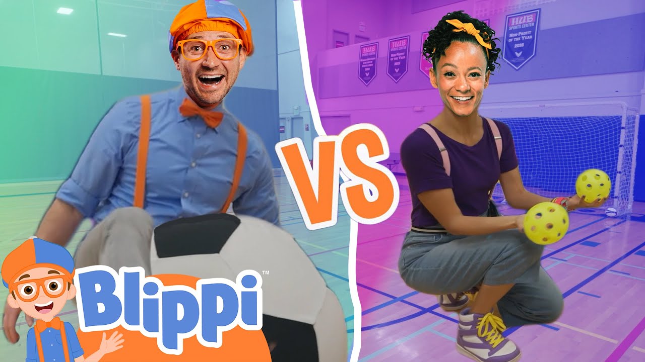 Blippi vs Meekah Nonstop Sports Challenge | Soccer, Cornhole, Pickleball and More!