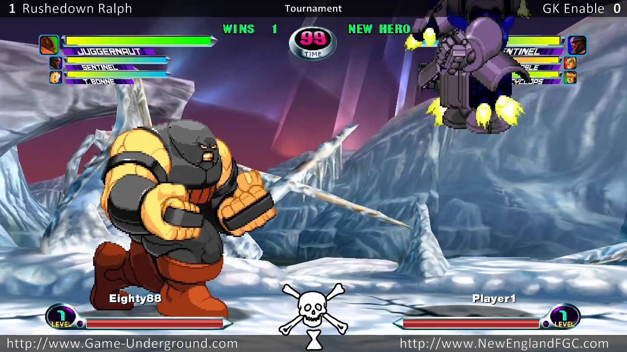 GKM 8 14 MvC2 Rushedown Raplh(Juggernaut/Sentinel/Tron Bonne) Vs GK Enable(Sentinel/Cable/Cyclops)