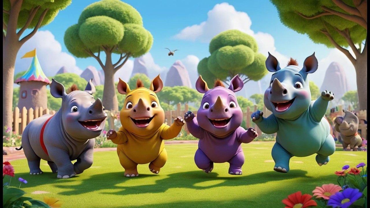 Five Little Rhinos Stomp Stomp Stomp | Wild Animal Song & Counting Rhyme