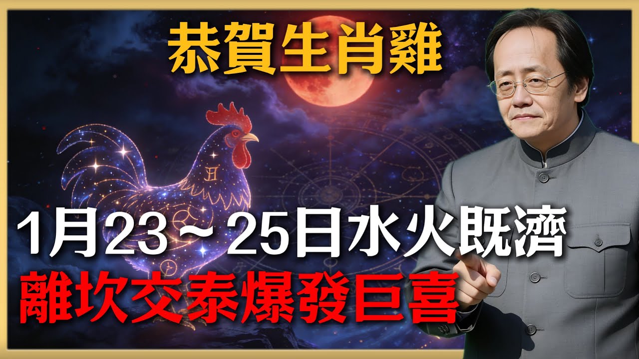 雞年恭賀！1月23～25日離坎水火既濟，生活火光水影般爆出巨喜消息！倪海廈易經點撥致富大道，忽略後悔年關無光！#倪海廈 #命理 #生肖 #運勢