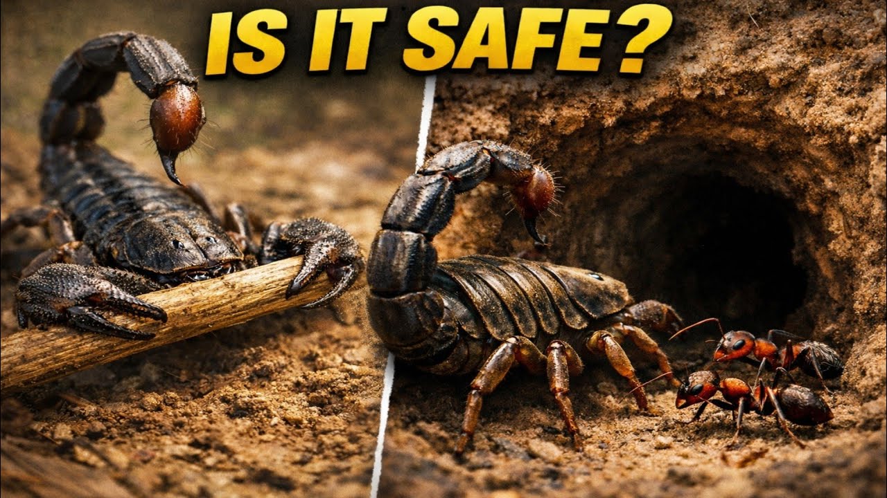 Scorpions Tested for Danger | Different Reactions & Ants’ Nest Entry.