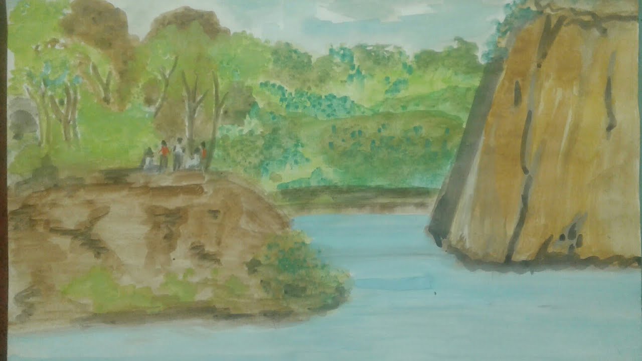 Natural scenery painting - 3 | இயற்கை ஓவியம் | Colour Macaws