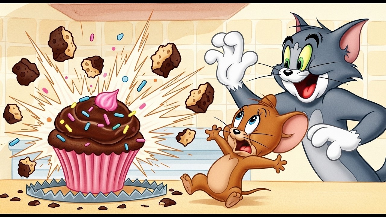Jerry and the Exploding Cupcake 🧁💥  Tom and Jerry Style Funny Cartoon 😂