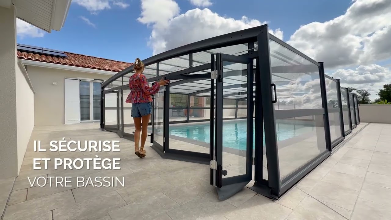 Abri de piscine mi-haut
