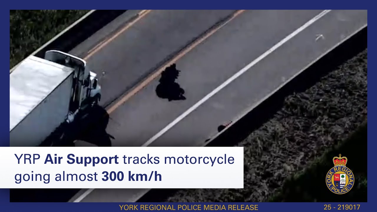 YRP Air Support tracks motorcycle going almost 300 km/h