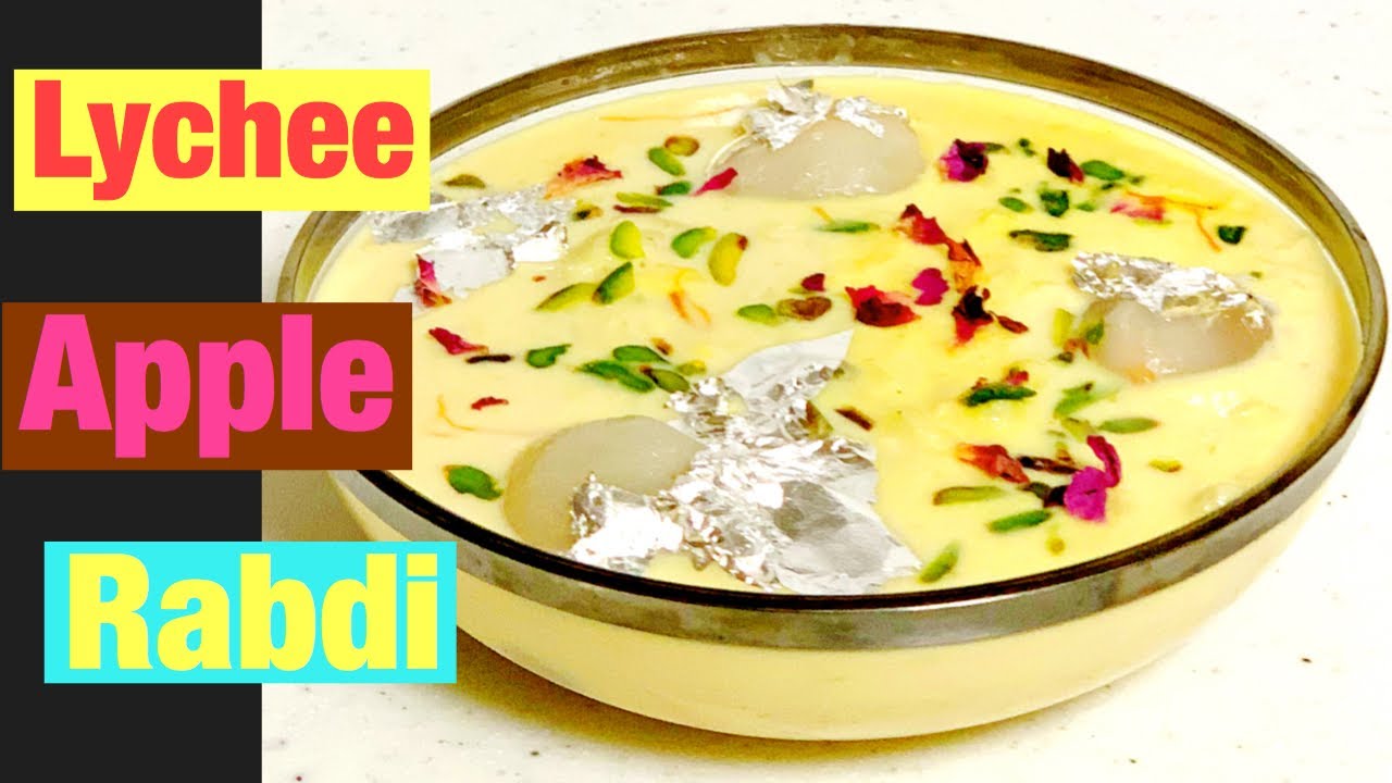 Lychee Apple rabdi/easy quick lychee Apple recipe/fathers day special