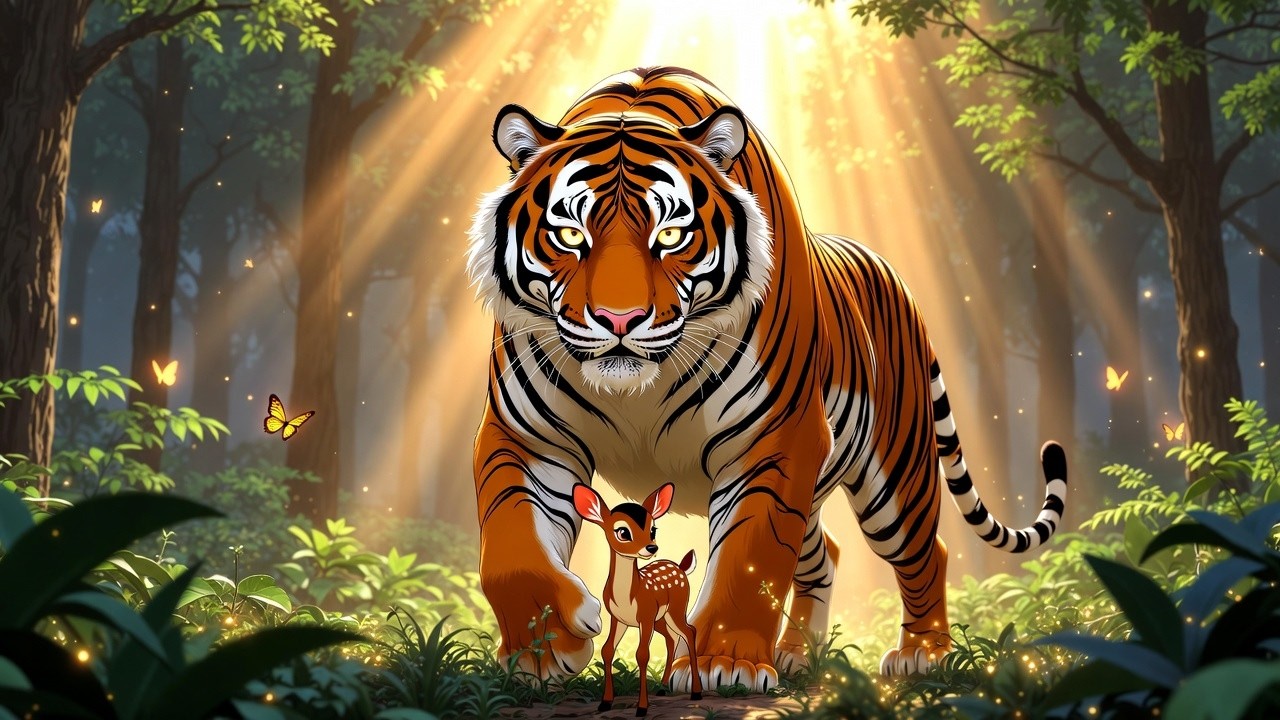 Tiger and Deer Cartoon Story