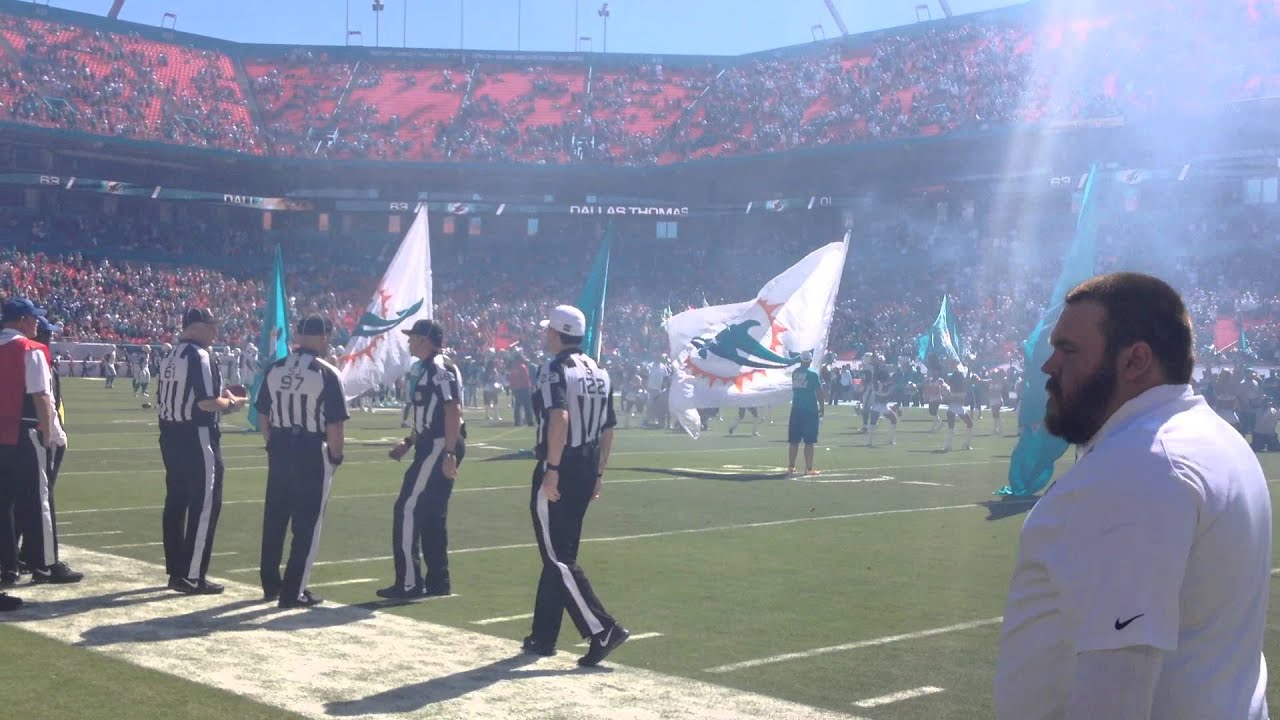 On the field at Sun Life Stadium -- Dolphins Game