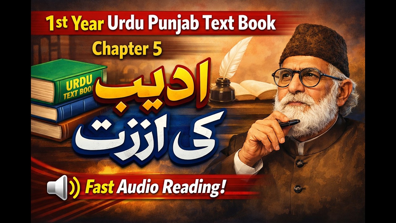 1st Year Urdu Punjab Text Book Chapter 5 Adeeb Ki IzatFast Audio Reading