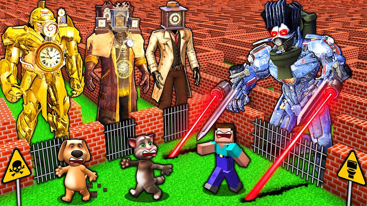 MULTIVERSE of SKIBIDI TOILET in SURVIVAL MAZE vs CLOCK MAN and TV WOMAN in MINECRAFT animation