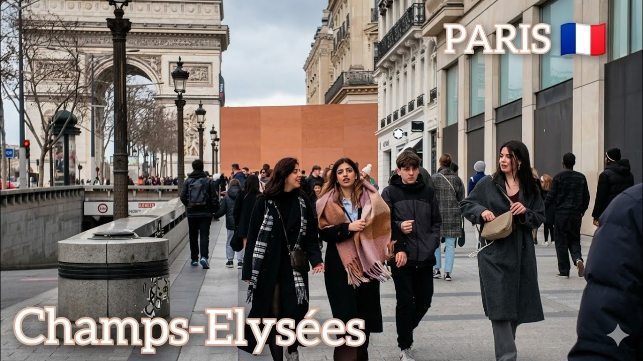 Paris 🇨🇵 Champs-Élysées Walking Tour - Rond-Point to Arc de Triomphe 
