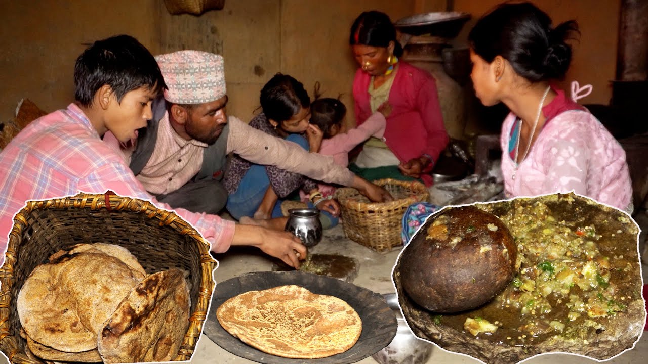 dharme brother family cooking bread & stone pickle || Dharme brother and his family in the village |