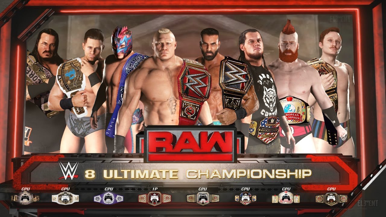 WWE 2K 8 Titles On The Line - Lesnar vs Jinder vs Miz vs Kalisto vs Sheamus vs Rhyno vs Corbin