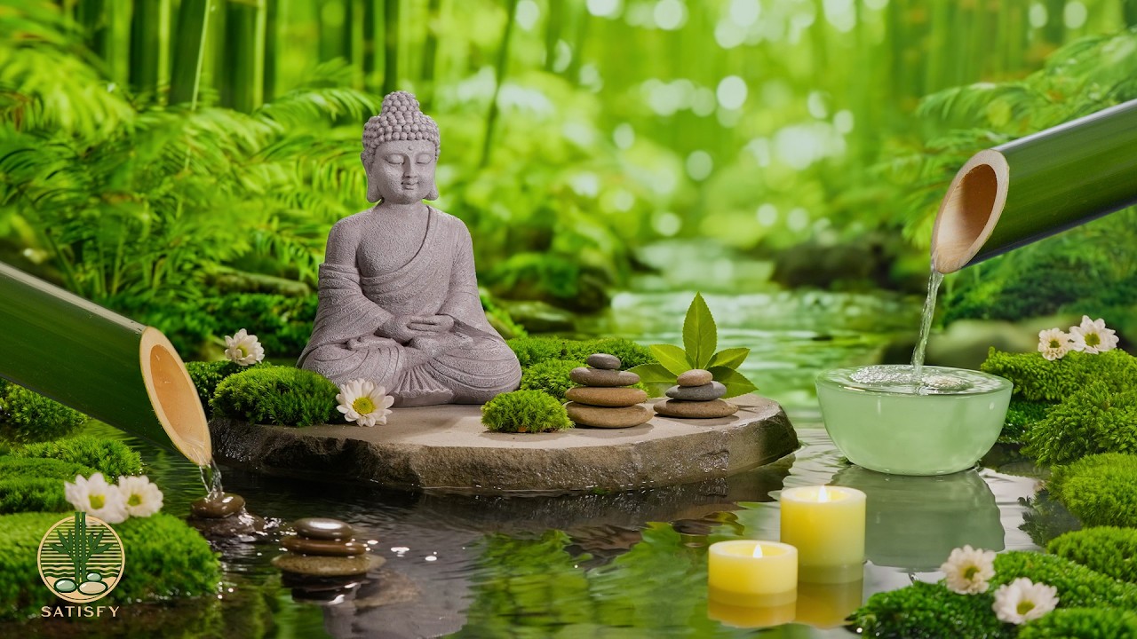 Bamboo Water Fountain + Relaxing Music Sleep 🌿 Calming Music for Sleep, Relax, Meditation, Study