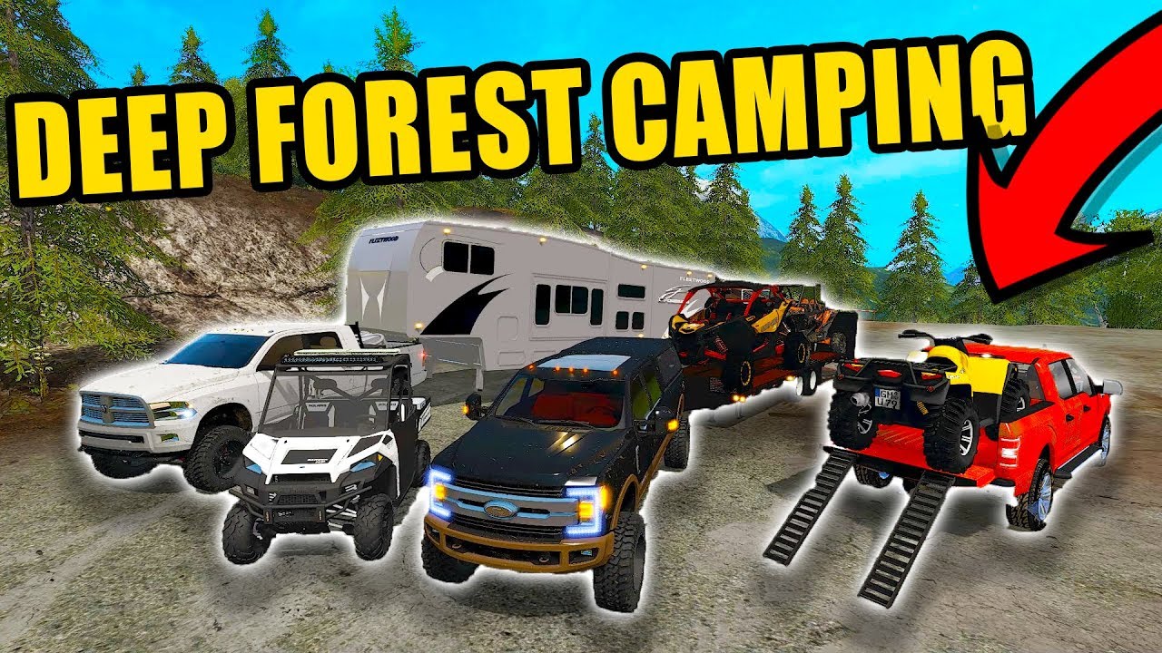 CAMPING IN MUDDY LANE FOREST! NEW POLARIS RANGER, 2018 F-350 & MORE | FARMING SIMULATOR 2017