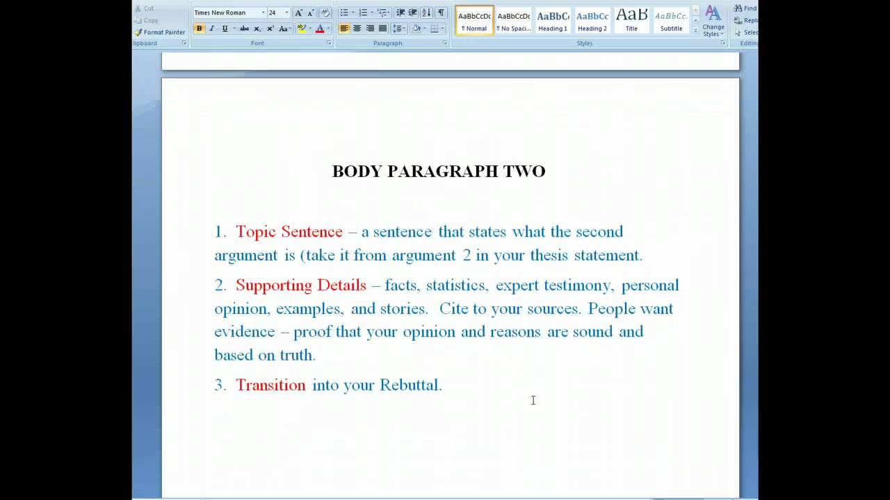 The Six Parts of the Argumentative Research Paper
