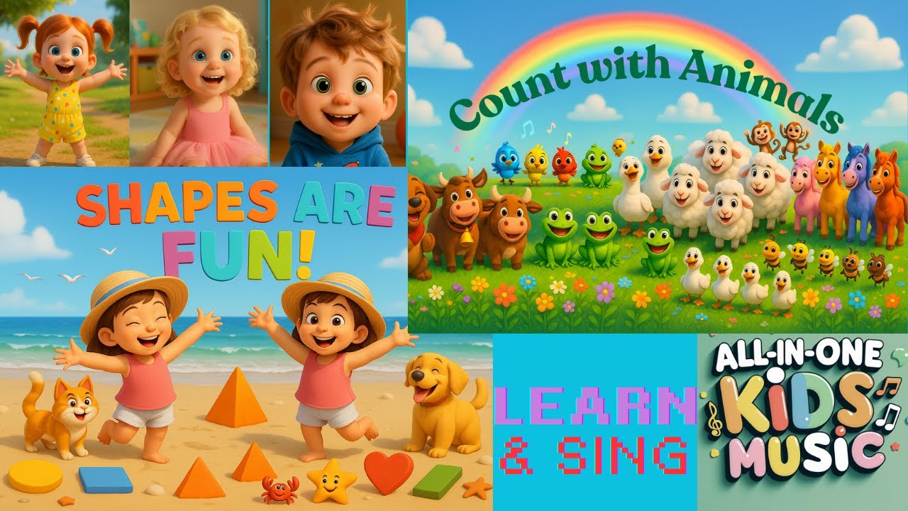 3-in-1 educational song (Count with Animals, Shapes are Fun and Count & Clap) @sunnyvibesstudio