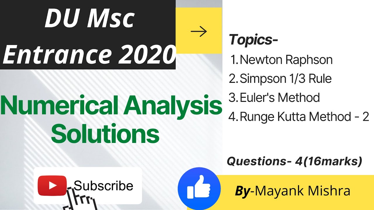 DU Msc Maths Entrance 2020 Solutions|| Numerical Analysis(NA) Solutions|| DUET2021