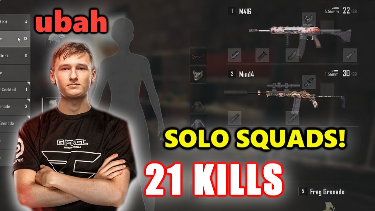 FaZe ubah - 21 KILLS - M416 + Mini14 - SOLO SQUADs! - PUBG