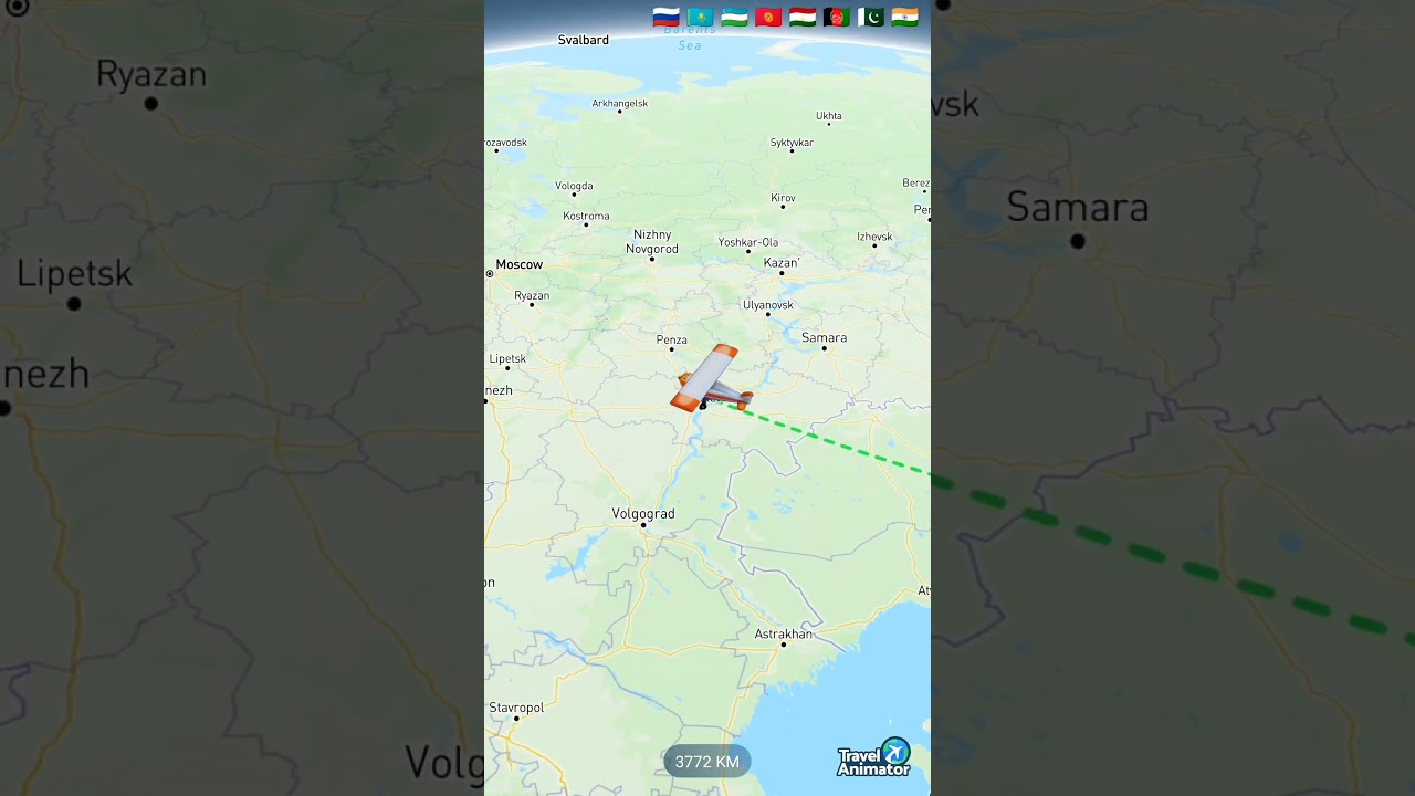 New Delhi - India to Lapland, Finland| Travel map animation via Moscow - Russia | Flight