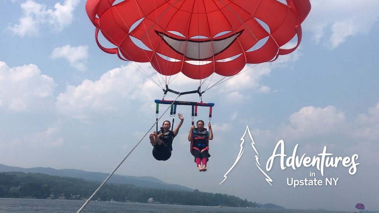 Parasailing offers a stunning birds-eye view above Lake George