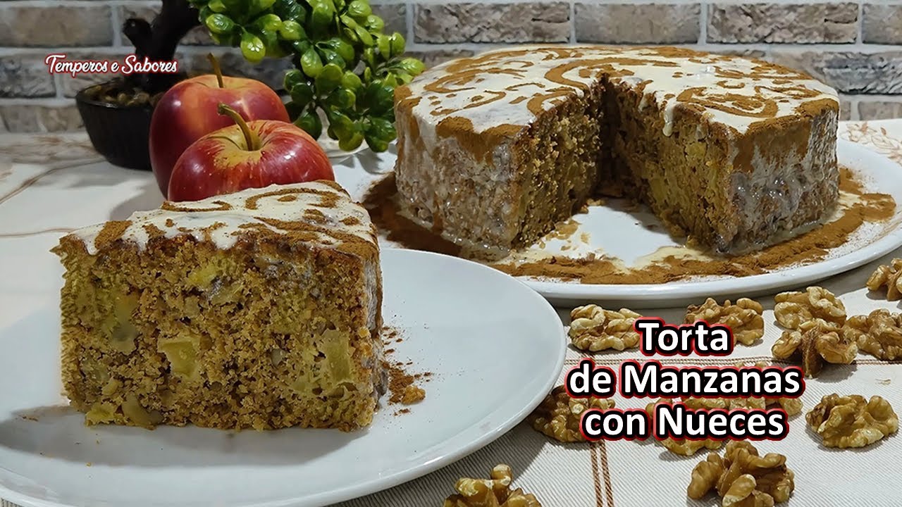 TORTA DE MANZANAS CON NUECES hecha en Licuadora Deliciosa y Fácil para todas las Fiestas