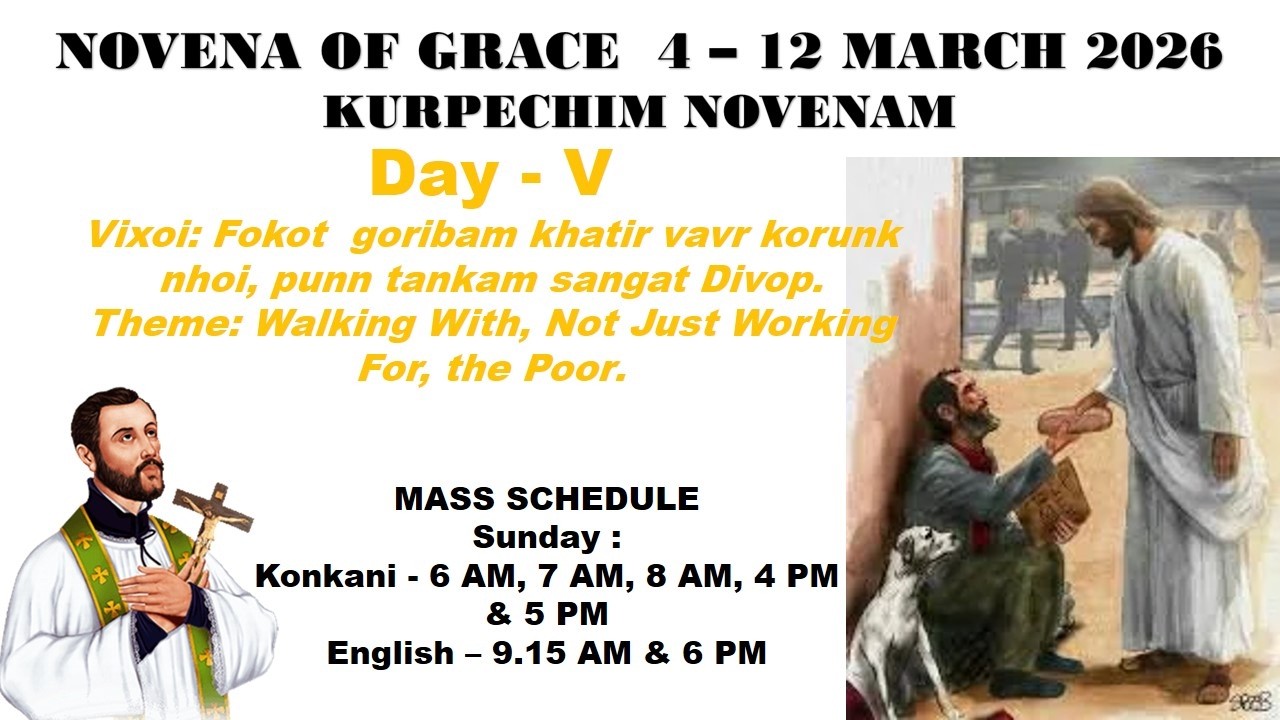 7 AM Konkani Mass |  Dis 5 - Kurpechim Novenam | Basilica of Bom Jesus - Porne Goy | 8 March 2026
