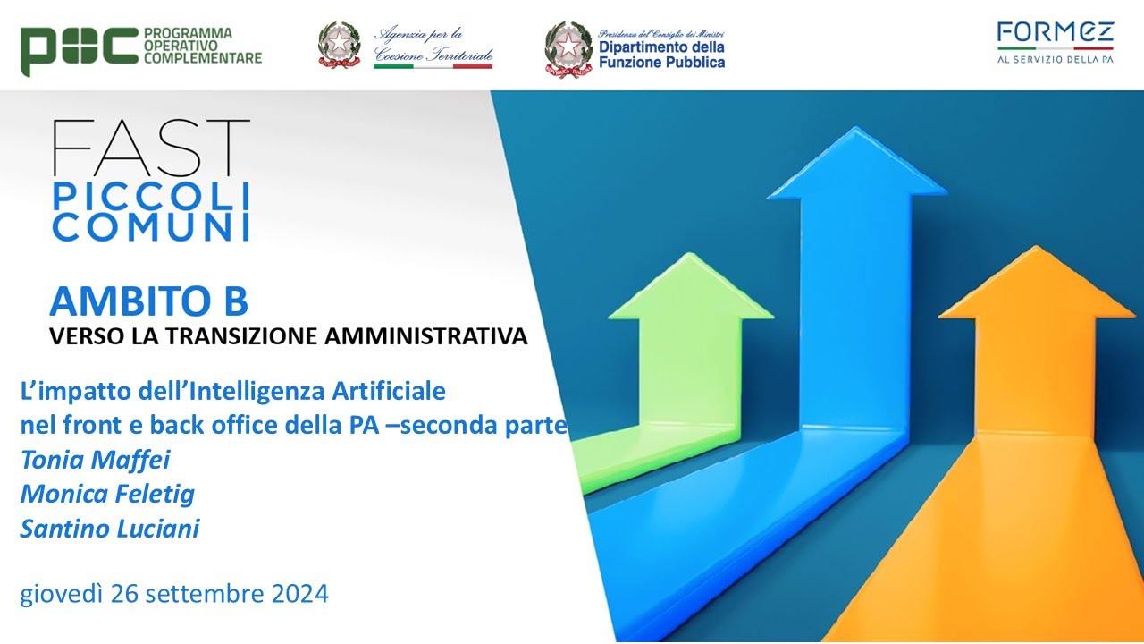 L’impatto dell’Intelligenza Artificiale nel front e back office della PA - Parte 2 (26/09/2024)