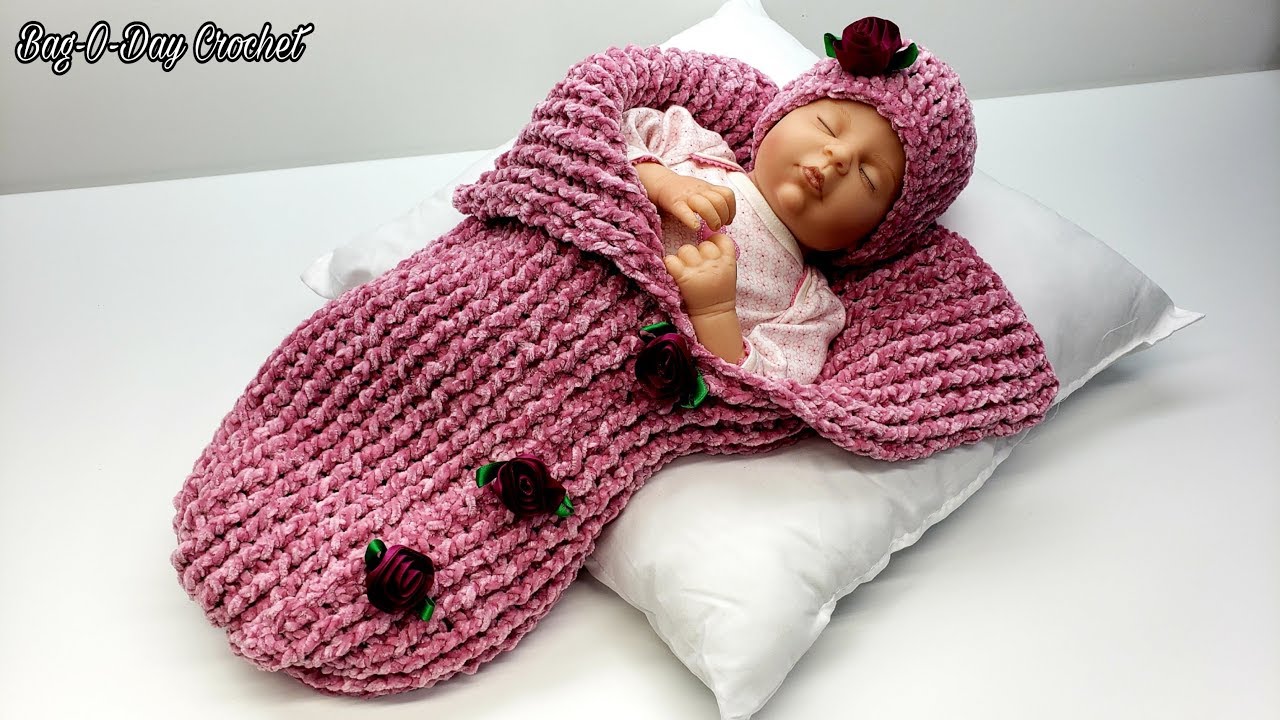 Easy Crochet Baby Cocoon with Hat | Serenity Sleep Sack | Bag O Day Crochet Tutorial #618