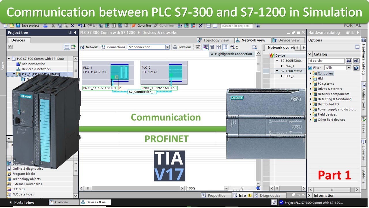 Communication between PLC S7-300 and S7-1200 in Simulation with TIA Portal V17 | Part1 | Automation
