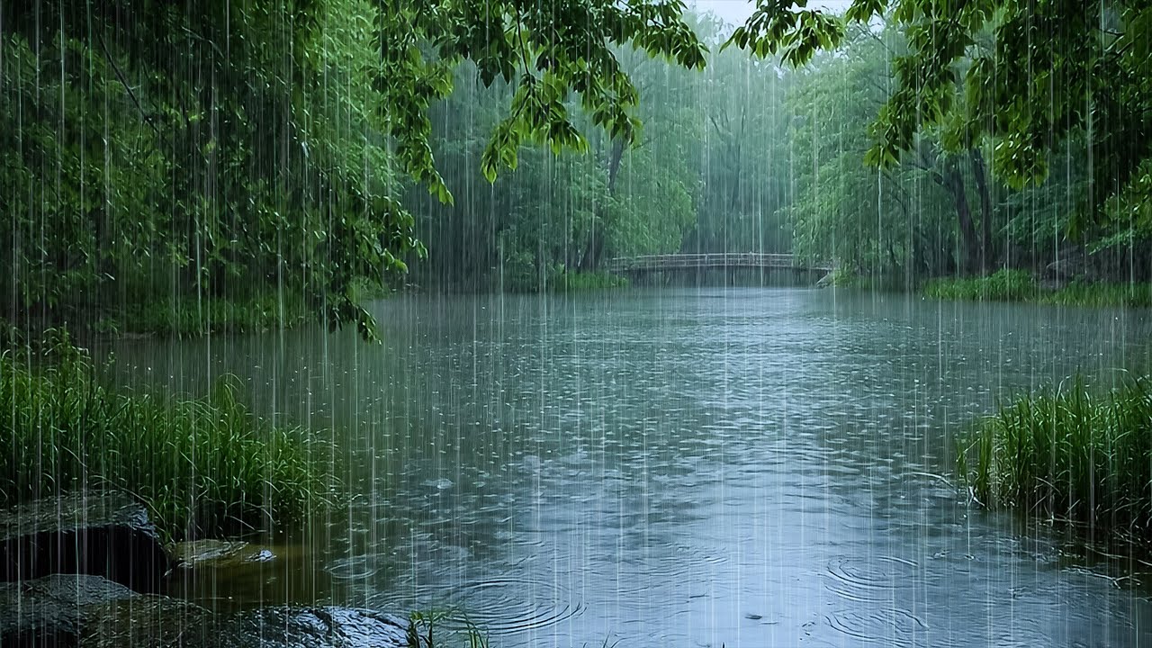 The BEST Rain to Deep Sleep Instantly | ASMR Gentle Rain on Forest Lake to Reduce Stress