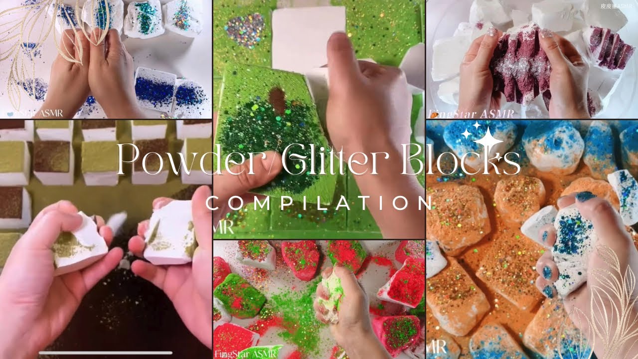 Glitter/Powder Topped Gymchalk Blocks Compilation @FingStarASMR2024 