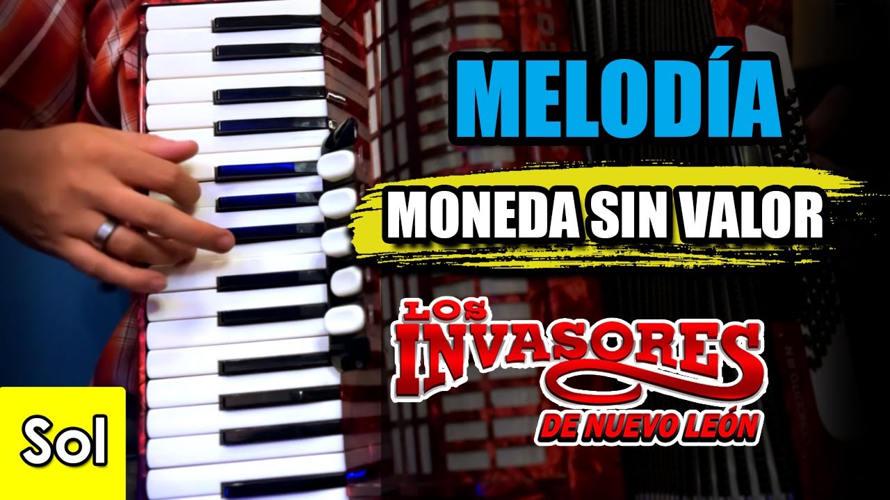 Moneda sin Valor - Los Invasores de Nuevo Leon TUTORIAL Acordeon de teclas / Piano