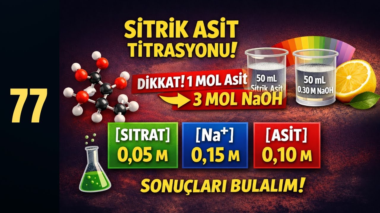 77-Sitrik Asit Titrasyonu | 1 Mol Asit = 3 Mol NaOH! | GENEL KİMYA | AP KİMYA | IB KİMYA | AYT KİMYA