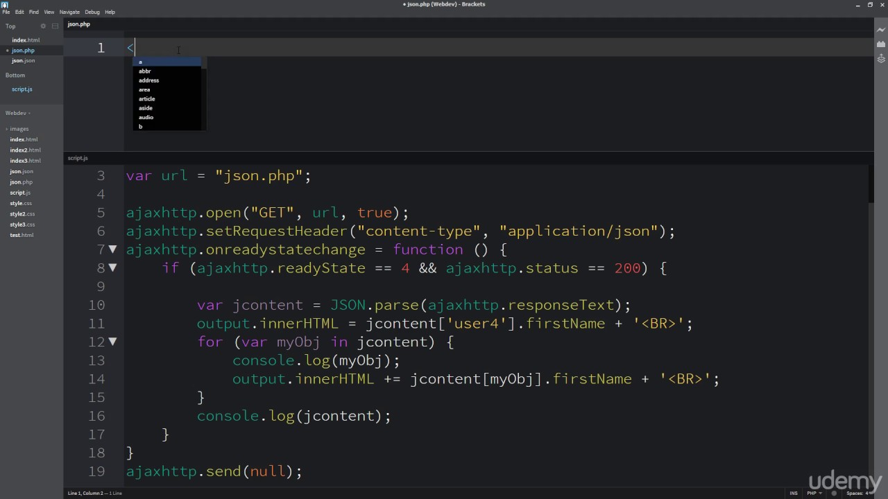 JSON Basics Dynamic Content from PHP