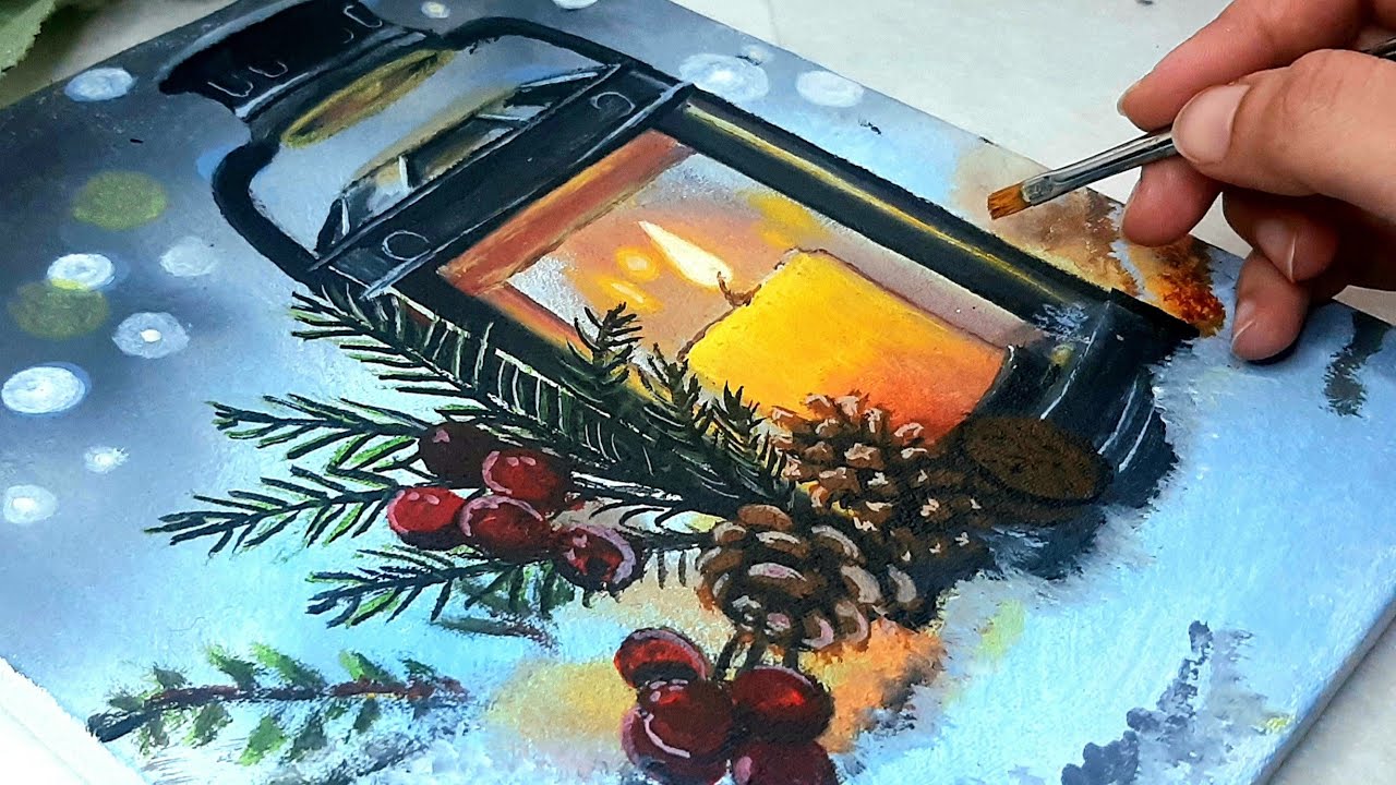 EASY Acrylic Painting on Canvas || Ramadan Decorations Idea for BEGINNERS